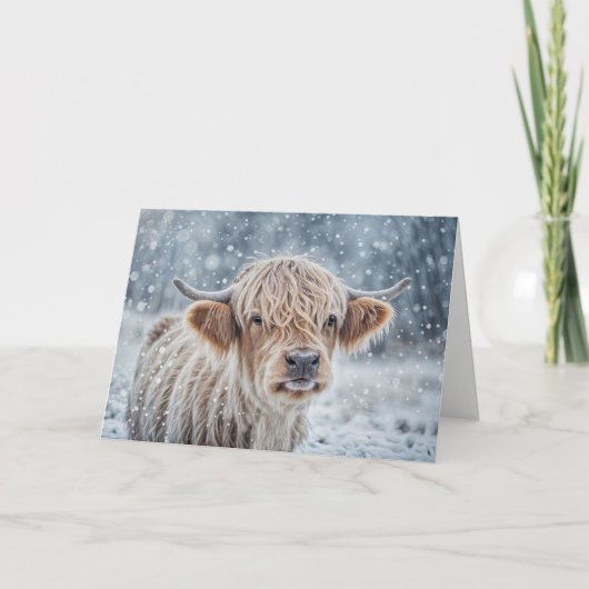Christmas Seasons Greetings with Cute Highland  カード (正面)