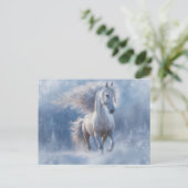 Christmas Seasons Greetings with Horse in Snow  シーズンポストカード (スタンド正面)