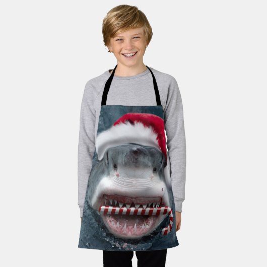 Christmas Shark エプロン (着用した状態)