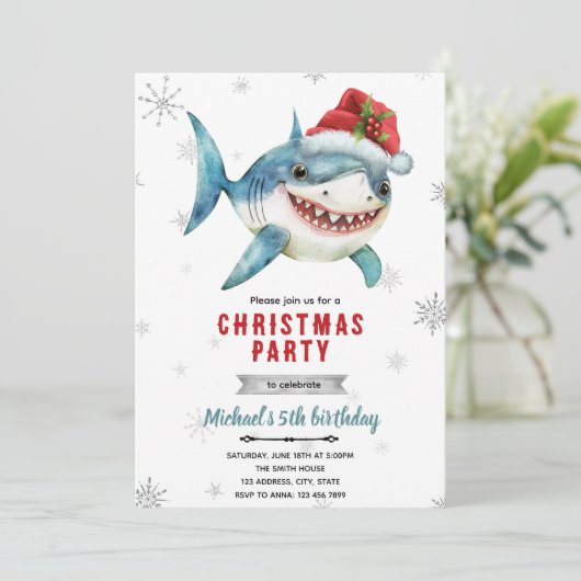 Christmas shark Party Invitation 招待状 (スタンド正面)