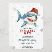 Christmas shark Party Invitation 招待状 (正面/裏面)