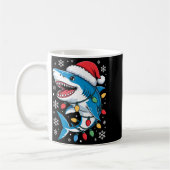 Christmas Shark Santa Hat Wrapped Lights Holiday S コーヒーマグカップ (左)