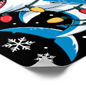 Christmas Shark Santa Hat Wrapped Lights Holiday S ポスター (角)