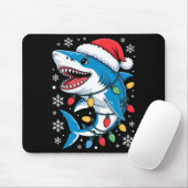 Christmas Shark Santa Hat Wrapped Lights Holiday S マウスパッド (マウス)