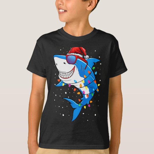 Christmas Shark Shirt Xmas Funny Santa Shark Tシャツ (正面)