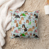 Christmas Sheltie Shetland Sheepdog Throw Pillow クッション (ブランケット)