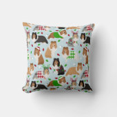 Christmas Sheltie Shetland Sheepdog Throw Pillow クッション (正面)