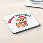 Christmas Shiba Inu Coaster: Merry Woofmas コースター (左側)