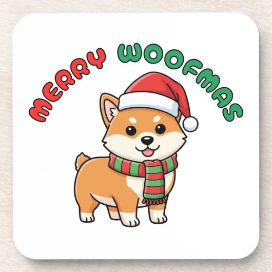Christmas Shiba Inu Coaster: Merry Woofmas コースター (正面)