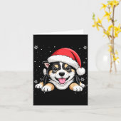 Christmas Shiba Inu Dog Wearing Santa Hat Pet Anim カード (黄色い花)