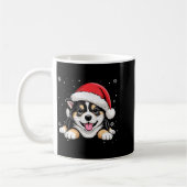 Christmas Shiba Inu Dog Wearing Santa Hat Pet Anim コーヒーマグカップ (左)