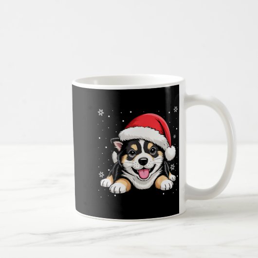 Christmas Shiba Inu Dog Wearing Santa Hat Pet Anim コーヒーマグカップ (右)
