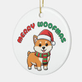 Christmas Shiba Inu Ornament: Merry Woofmas セラミックオーナメント (左)