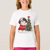 Christmas Shih Tzu Dog Tシャツ (正面)