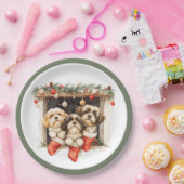 Christmas Shih Tzu Dogs ペーパープレート (パーティー)