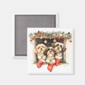 Christmas Shih Tzu Dogs マグネット (正面/裏面)