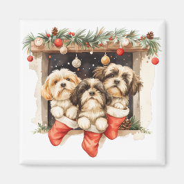 Christmas Shih Tzu Dogs マグネット