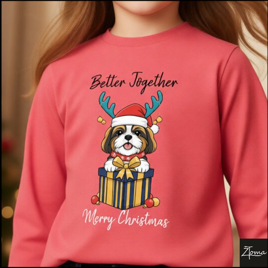 Christmas Shih Tzu Reindeer Scarf Gift トライブレンドＴシャツ