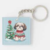 Christmas Shih Tzu Santa Dog キーホルダー (裏面)