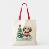 Christmas Shih Tzu Santa Dog トートバッグ (裏面)