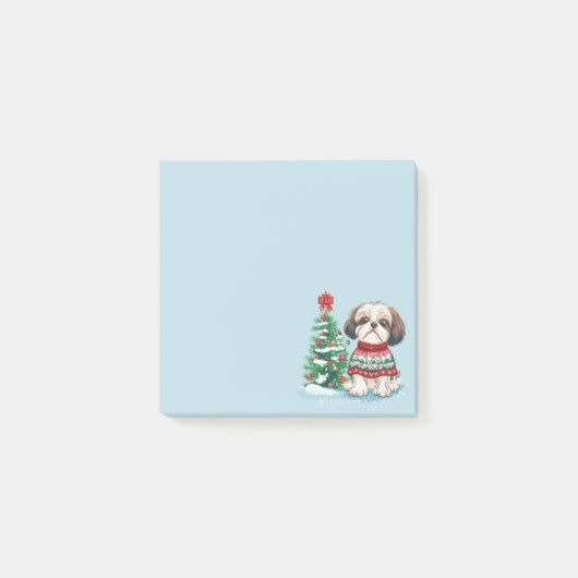 Christmas Shih Tzu Santa Dog ポストイット (正面)