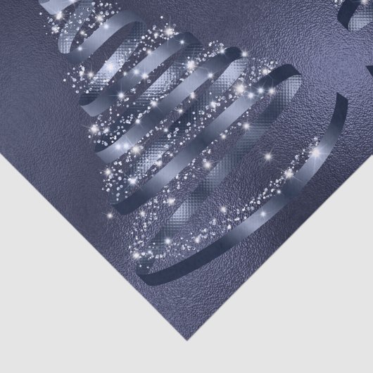 Christmas Shiny Blue Ribbon Tree Sparkle 薄葉紙 (詳細)