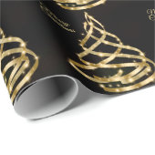 Christmas Shiny Golden Ribbon Tree Sparkle Black ラッピングペーパー (ロールコーナー)