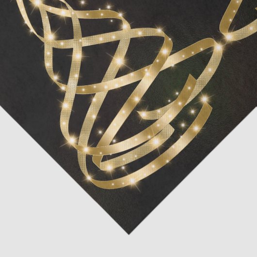 Christmas Shiny Golden Ribbon Tree Sparkle Black 薄葉紙 (詳細)