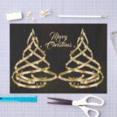 Christmas Shiny Golden Ribbon Tree Sparkle Black 薄葉紙 (クラフト)