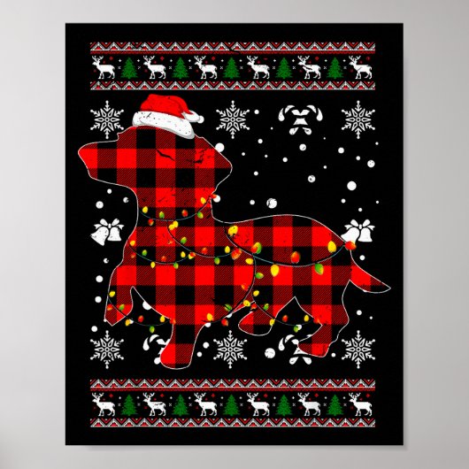 Christmas Shirt For Dachshund Lover Gift Santa Buf ポスター (正面)