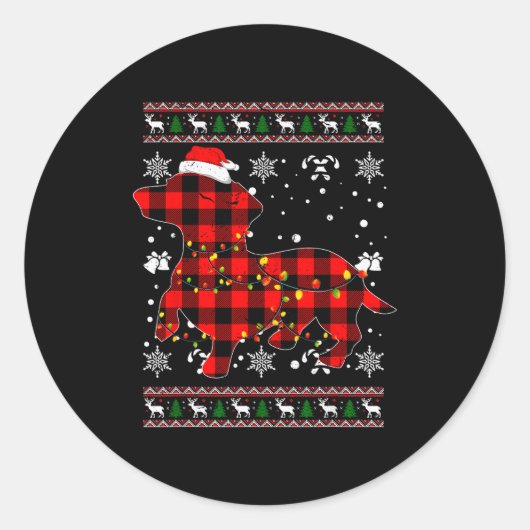 Christmas Shirt For Dachshund Lover Gift Santa Buf ラウンドシール (正面)
