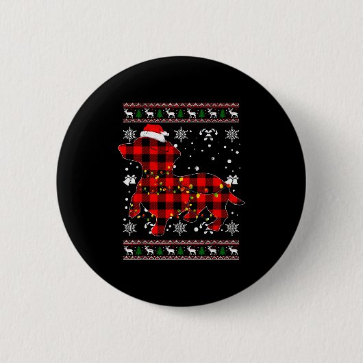 Christmas Shirt For Dachshund Lover Gift Santa Buf 缶バッジ (正面)