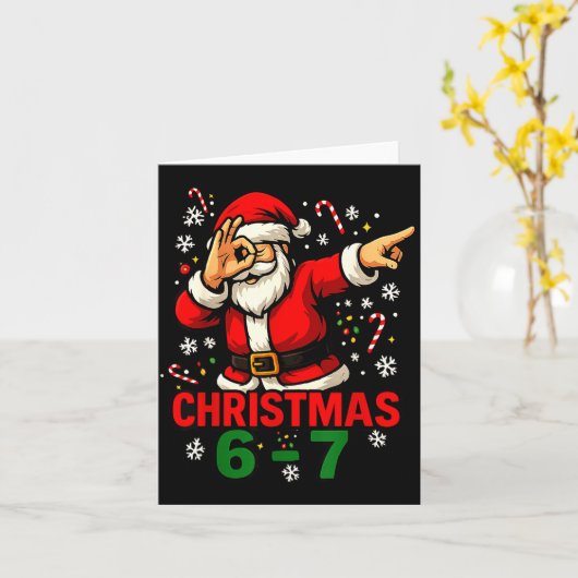 Christmas Shirt - Funny Dabbing Santa 6 7 Meme  カード (黄色い花)
