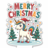 Christmas Shirt Unicorn Girls Christmas Outfit Chr シール (正面)