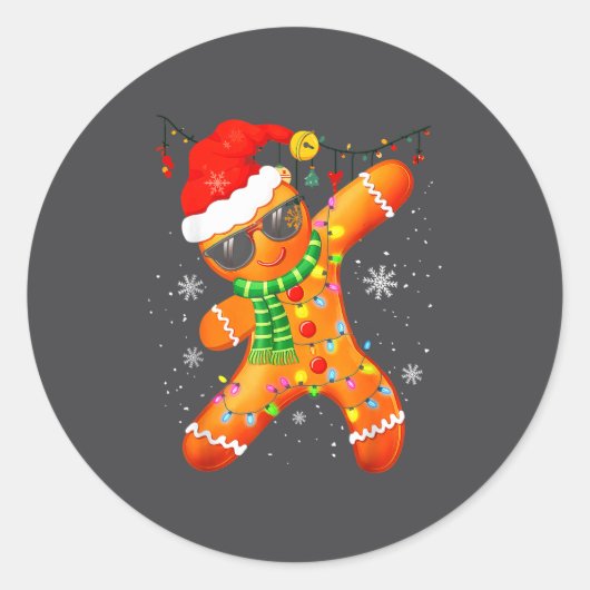 Christmas Shirts Kids Boys Toddler Gingerbread Xma ラウンドシール (正面)