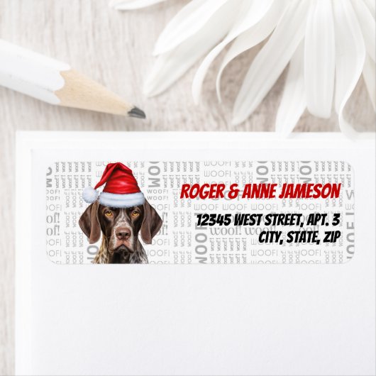 Christmas Shorthair Pointer Dog Return Address ラベル (インサイチュ)