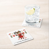 Christmas Siamese Cat is celebrating at home スクエアペーパーコースター (インサイチュ)