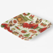 Christmas Siamese Cat is celebrating at home ペーパープレート (傾斜あり)