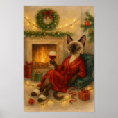 Christmas Siamese Cat is celebrating at home ポスター (正面)