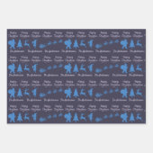Christmas Silhouette Wrapping Paper in Blue ラッピングペーパーシート (正面3)