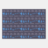 Christmas Silhouette Wrapping Paper in Blue ラッピングペーパーシート (正面2)