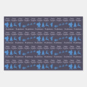 Christmas Silhouette Wrapping Paper in Blue ラッピングペーパーシート (正面)