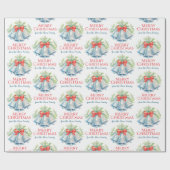 Christmas silver bells watercolor and red bow ラッピングペーパー (フラット)