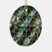 CHRISTMAS Silver Pearl Green 3D Star ~ セラミックオーナメント (右)