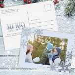 Christmas Silver Snowflakes Festive Simple Elegant 箔シーズンポストカード<br><div class="desc">This design features Christmas holiday photo silver festive snowflake elegant simple,  simple minimalist stylish script,  with merry Christmas winter design,  stylish script hand-lettered,  merry Christmas trendy typography,  a memorable traditional luxury Christmas,  elegant gold foil snowflakes, 1 photo one postcard template,  a lovely family photo postcard</div>