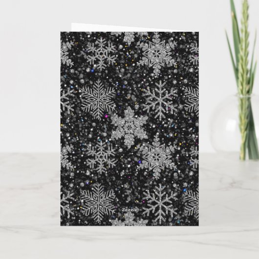 Christmas silver sparkle snow flakes カード (裏面)