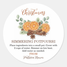 Christmas Simmering Potpourri Personalized ラウンドシール