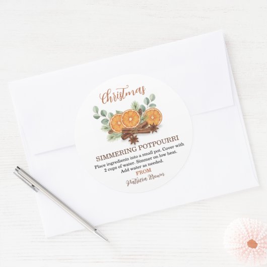 Christmas Simmering Potpourri Personalized ラウンドシール (封筒)