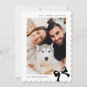 Christmas Simple Bow Black and White Photo シーズンカード (正面)