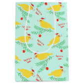 Christmas Singing Canary Pattern ミディアムペーパーバッグ (正面)